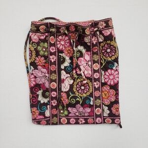 Vera Bradley Backpack Mod Floral Brown Pink Quilted Drawstring Closure Tote Bag